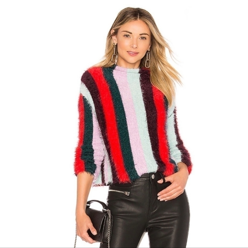 BLANKNYC Striped Mock Neck The Mad Hatter Sweater Size XS